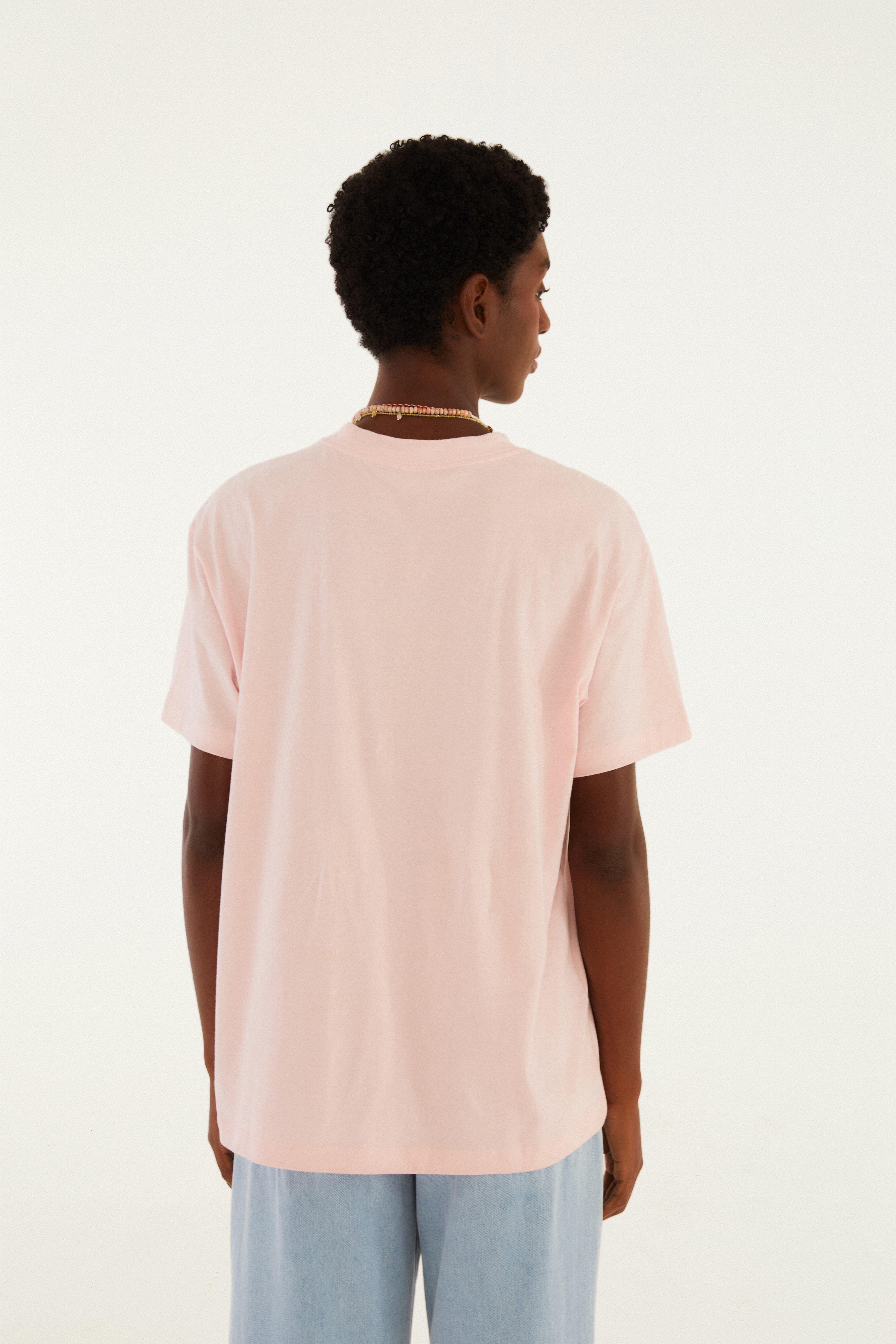 T-Shirt Media Rio De Renda Rosa