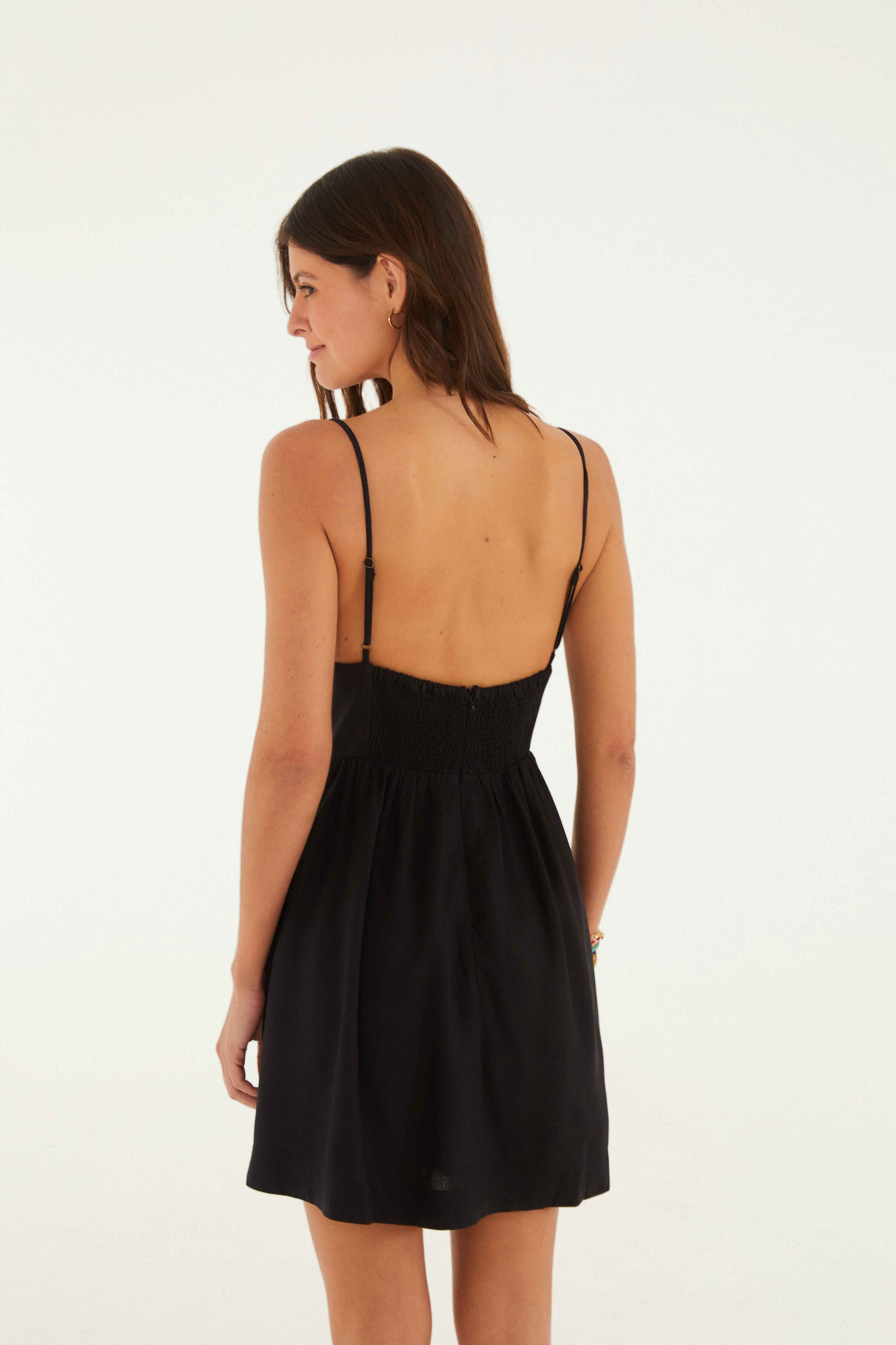 Vestido Decote Pregas Curto
