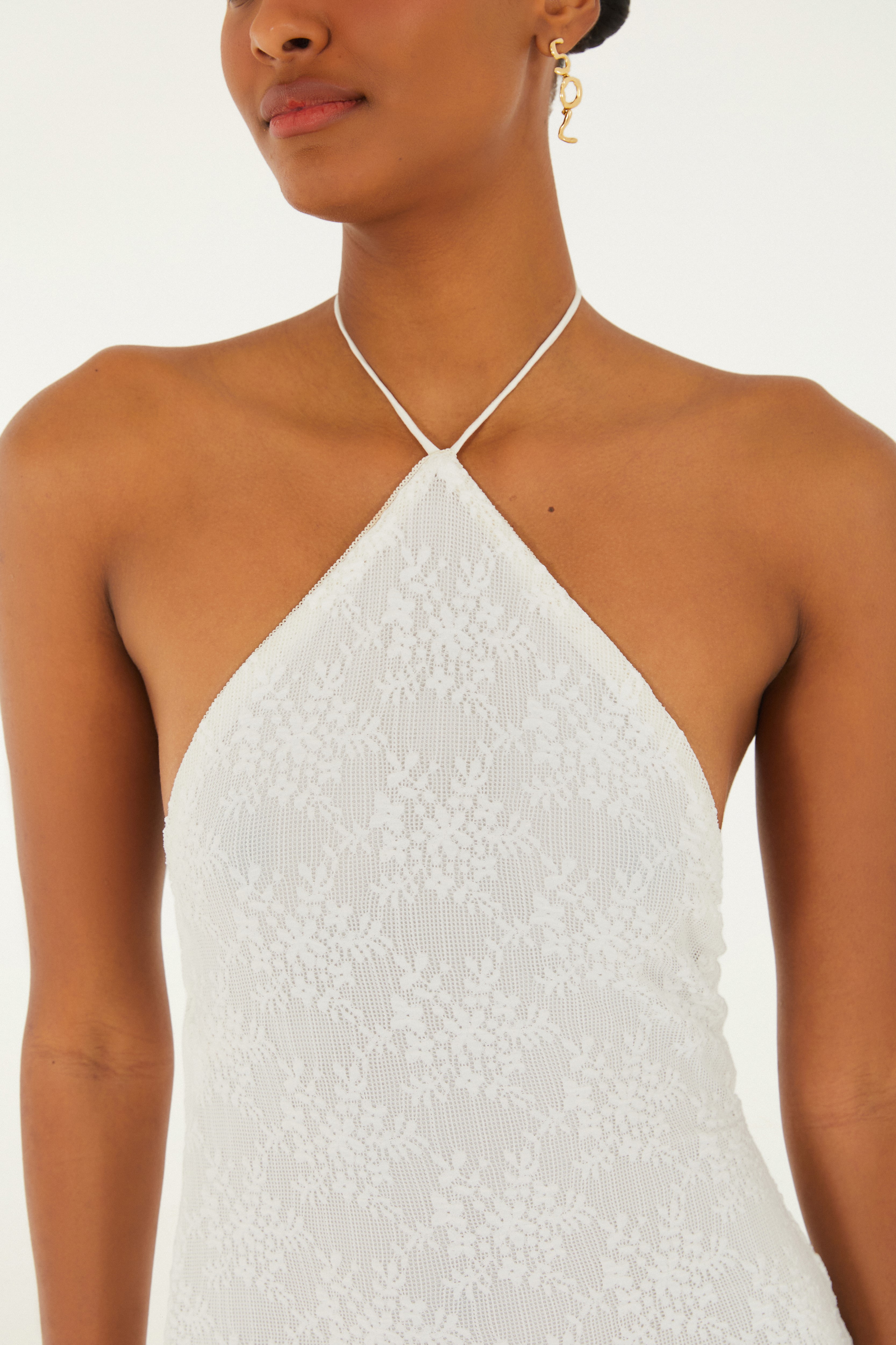 Vestido Midi Frente Única Renda