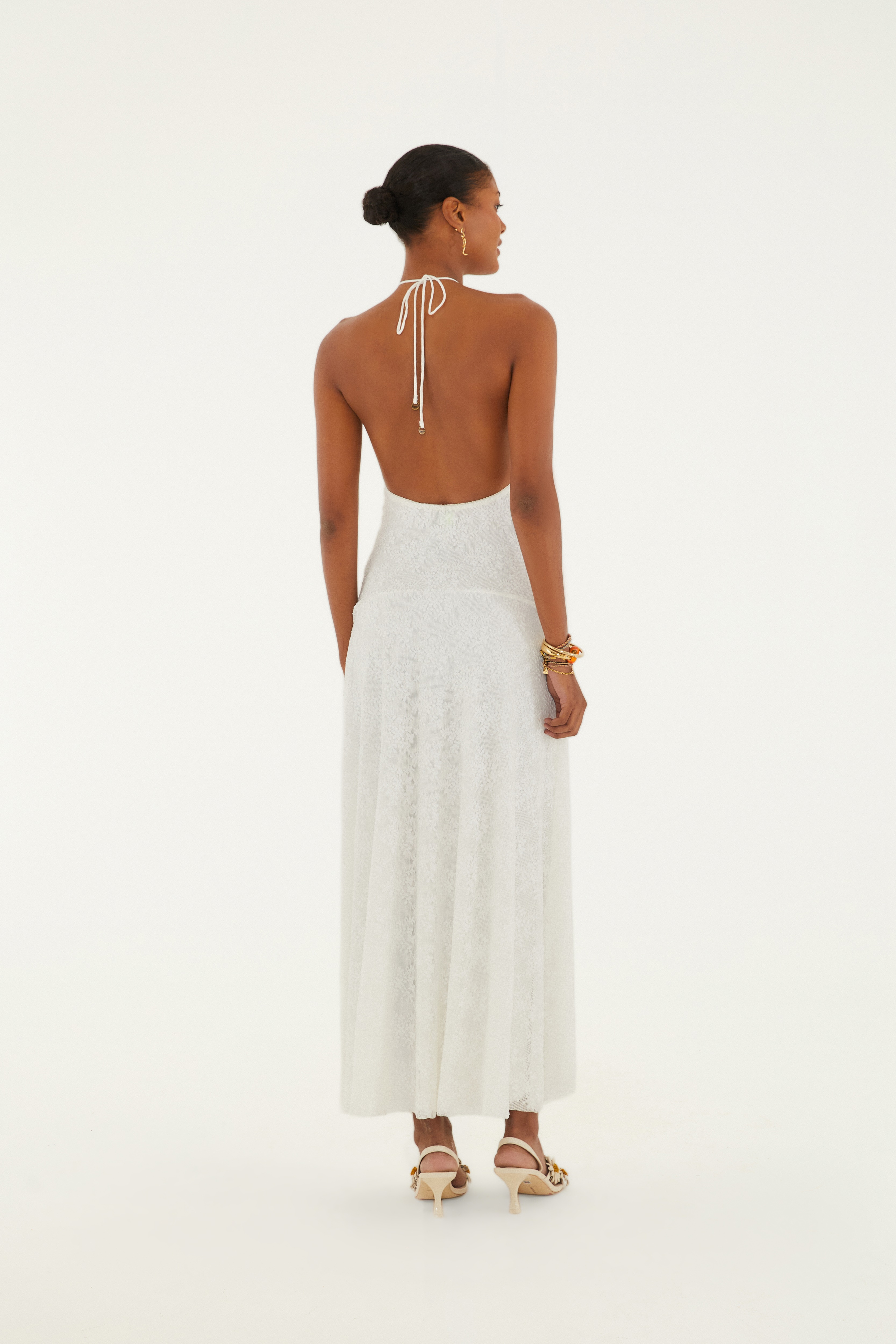 Vestido Midi Frente Única Renda