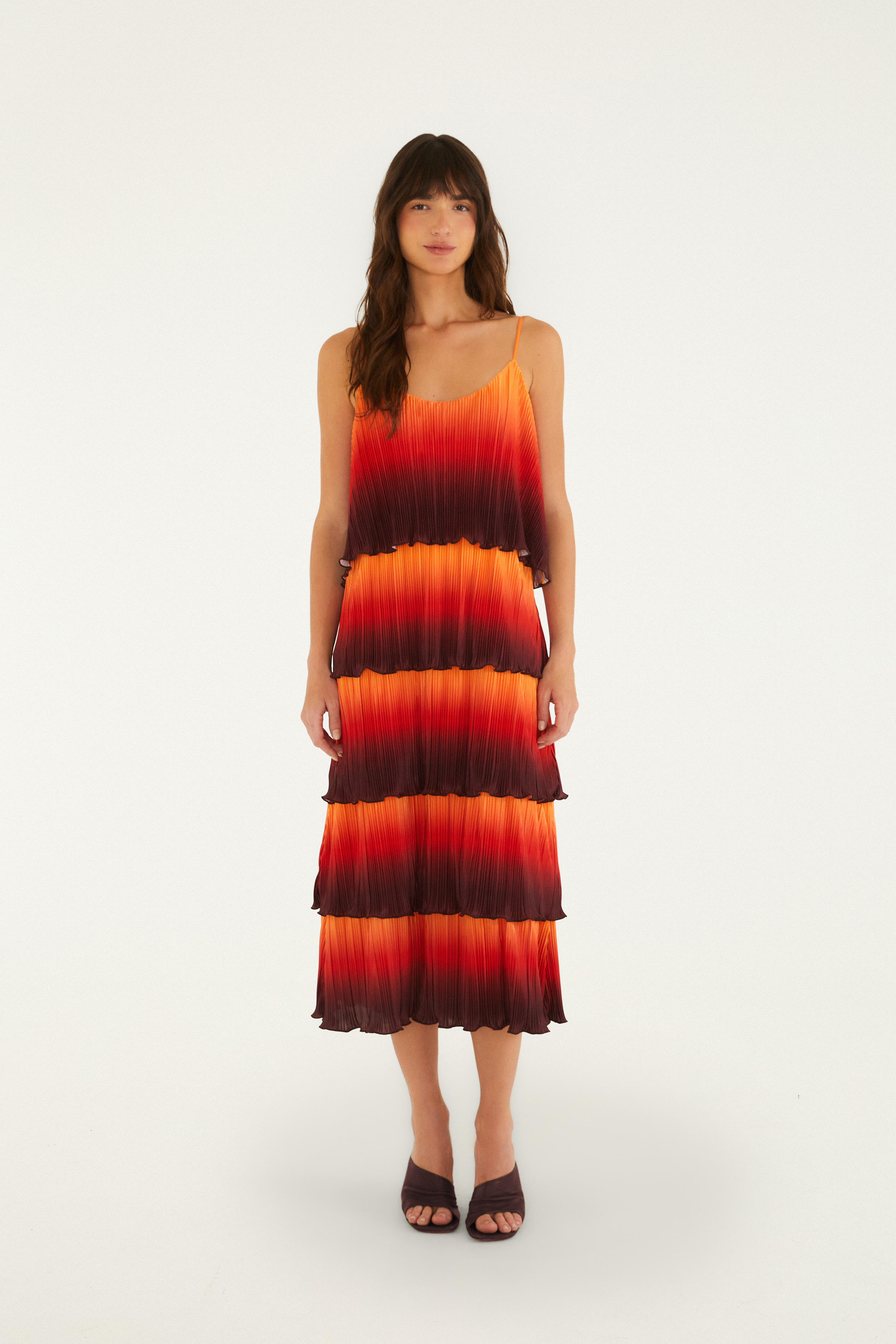 Vestido Camadas Plissado