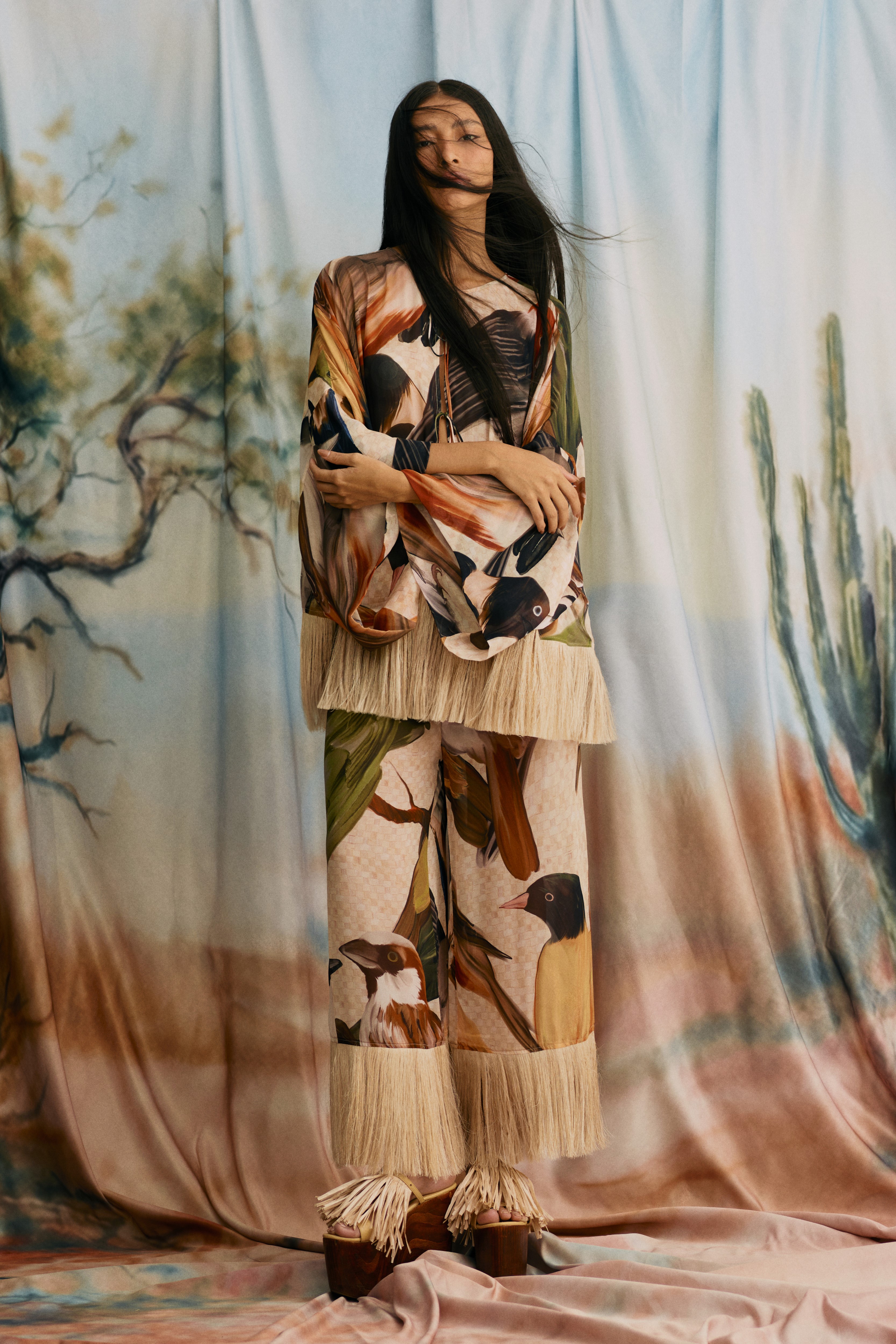 Kimono Palha Estampado