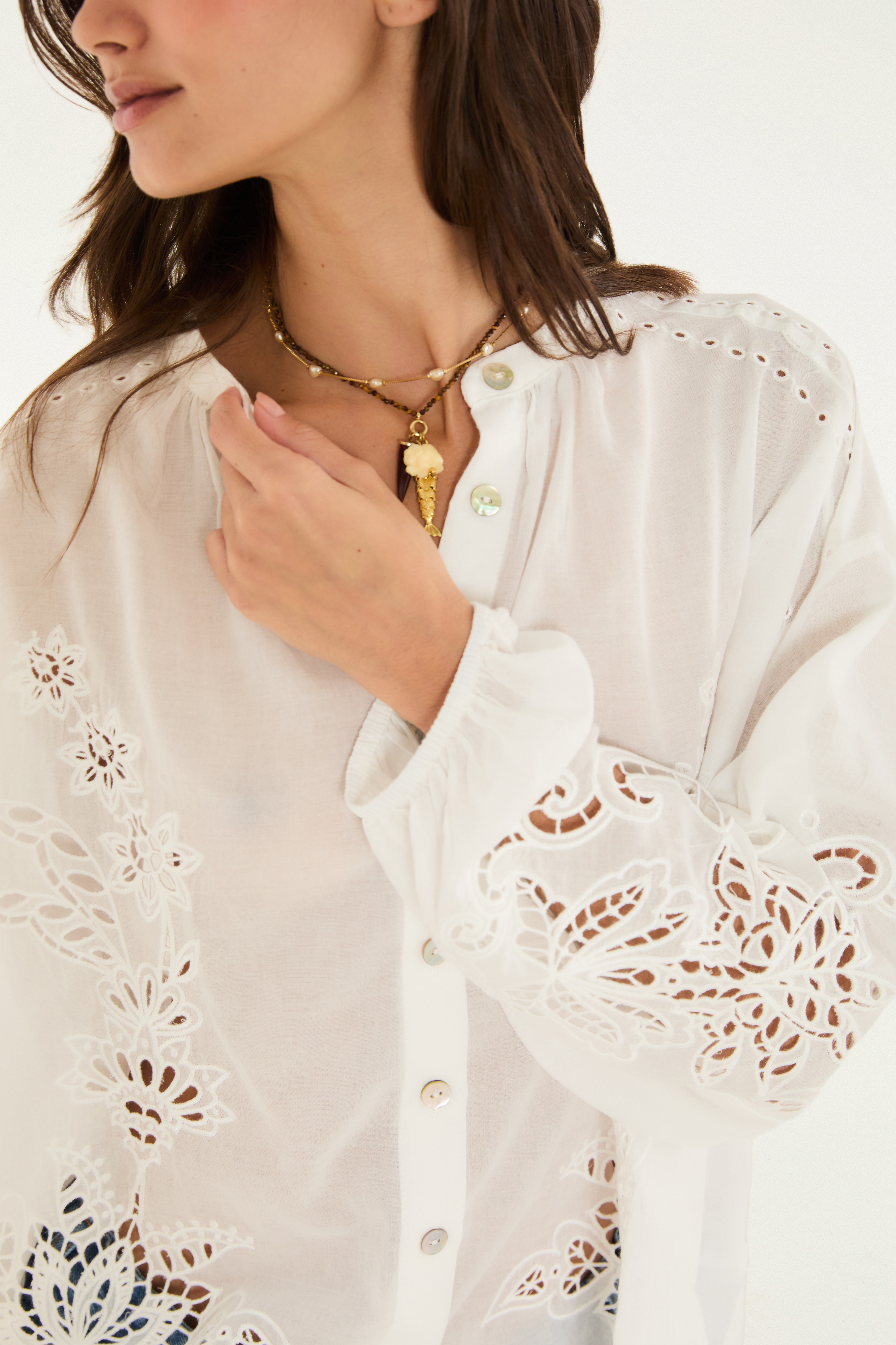 Camisa Artesanal Bordada Richelieu