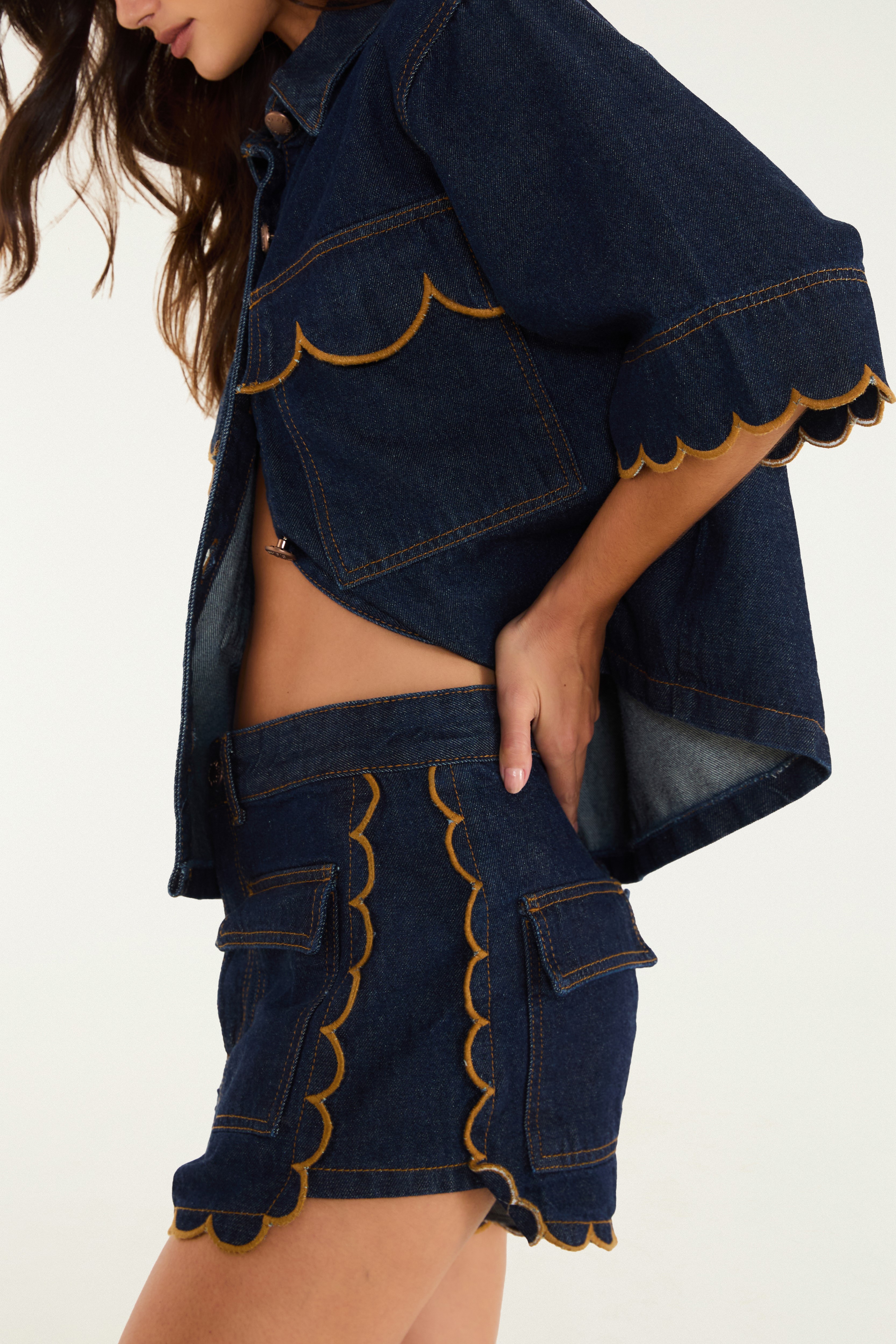 Short Jeans Festone