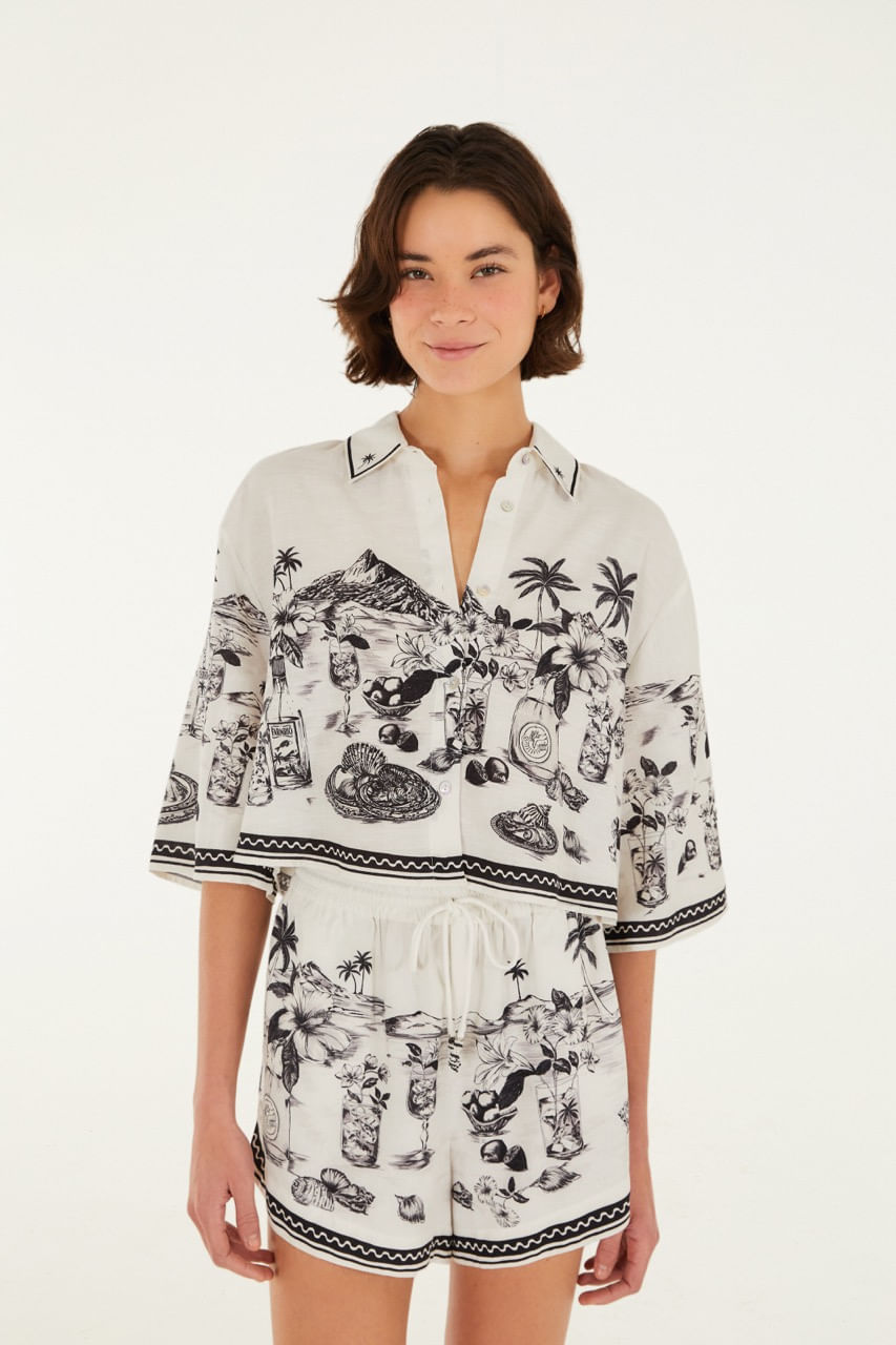 Camisa Estampada Praia Poesia