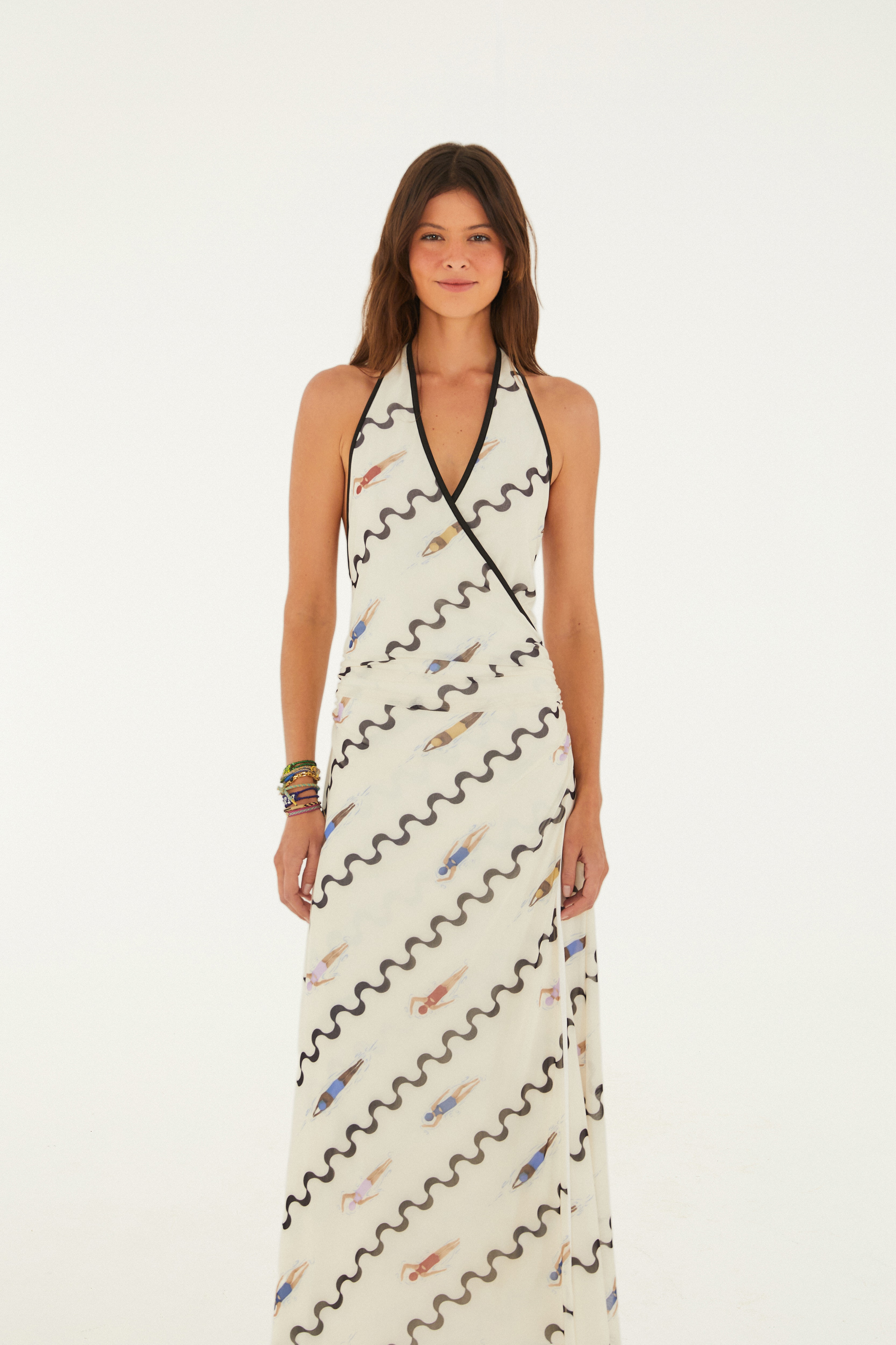 Vestido Midi Tule Estampado Nadadoras