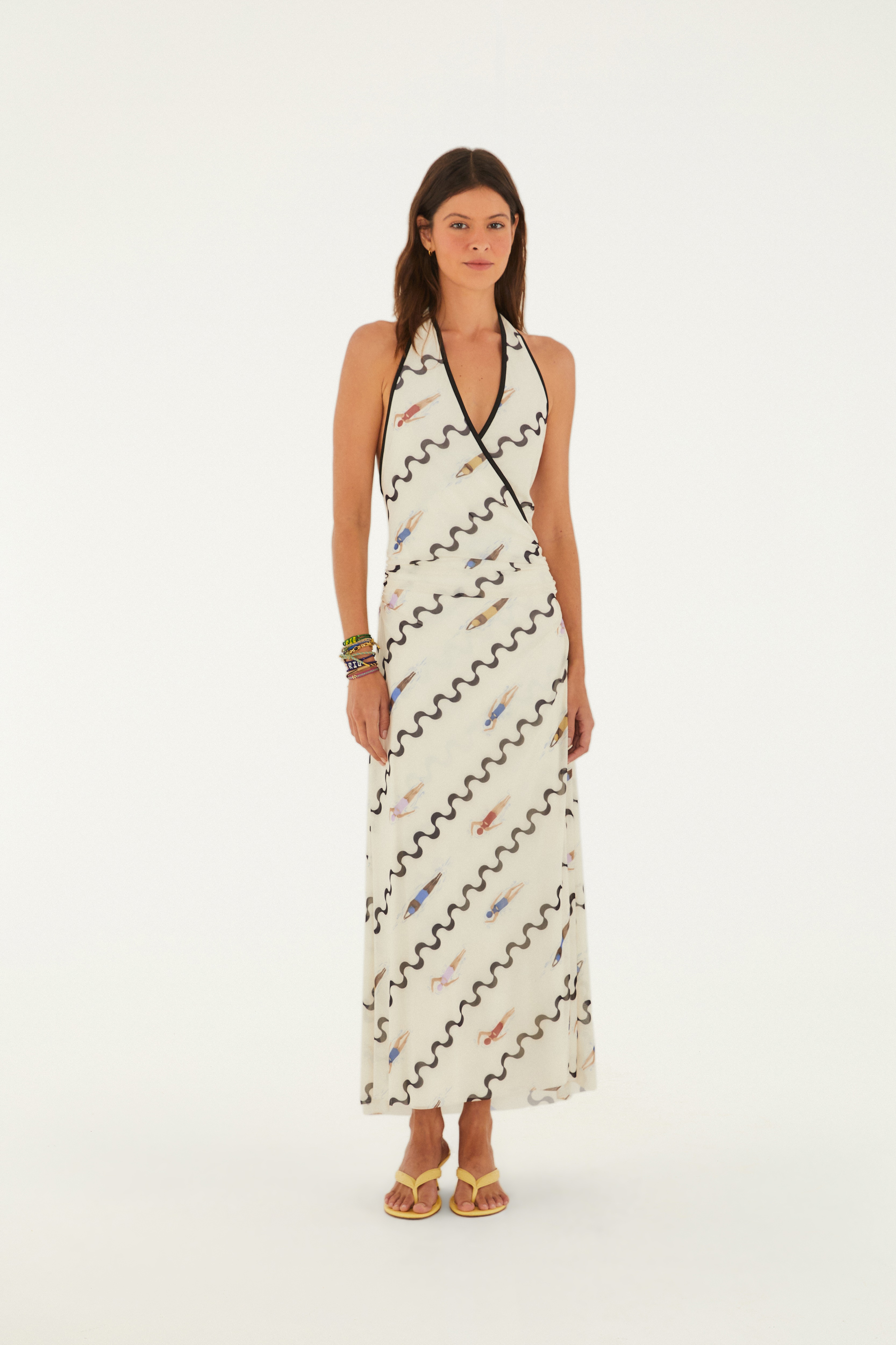 Vestido Midi Tule Estampado Nadadoras
