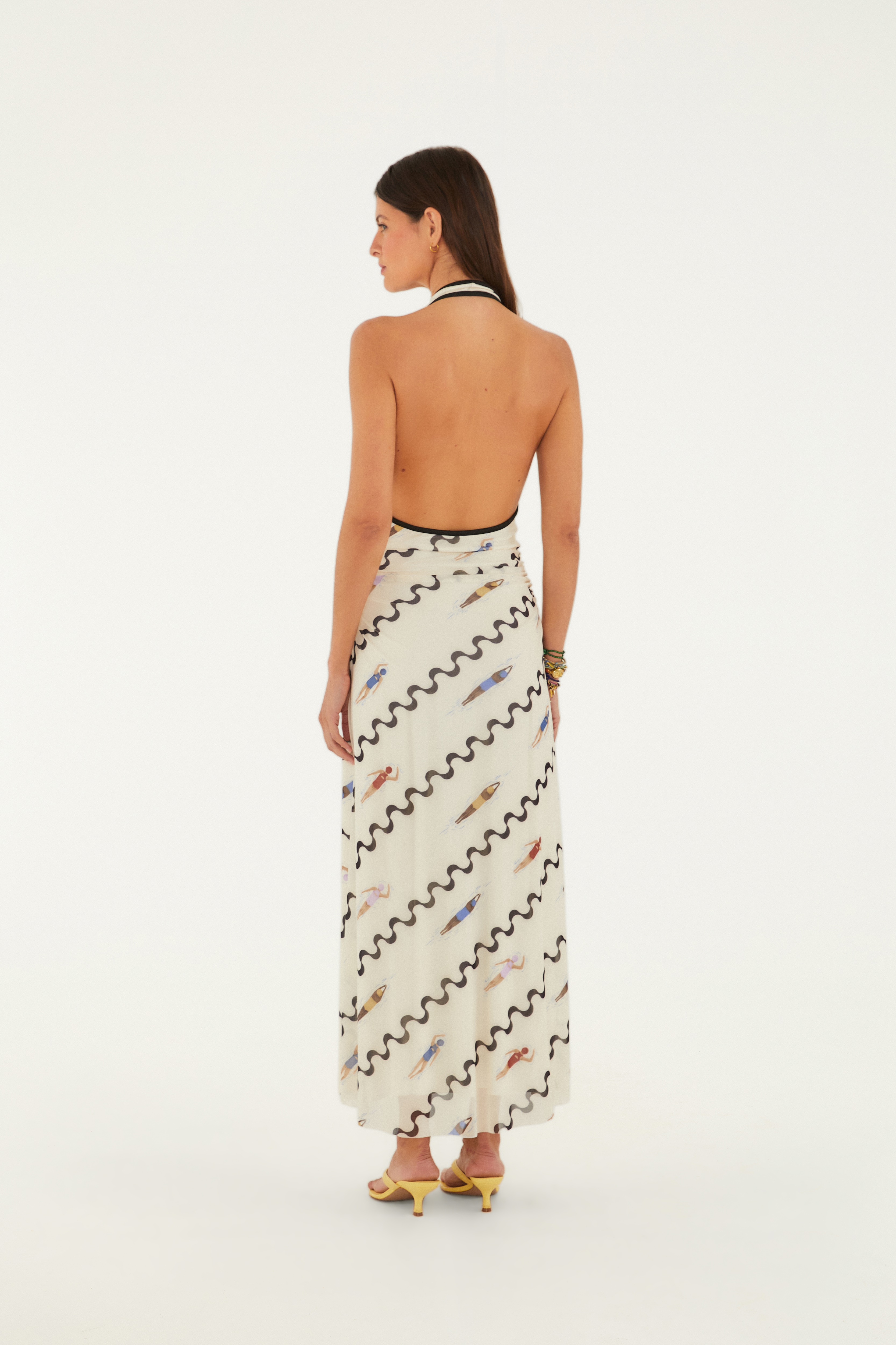 Vestido Midi Tule Estampado Nadadoras