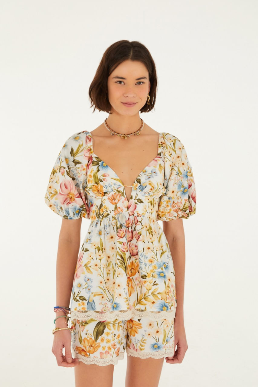 Short Estampado Jardim Veraneio